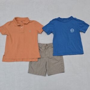 Boy's Ralph Lauren Polo Shirt & Vineyard Vines Khaki Shorts + T-Shirt Size 4T